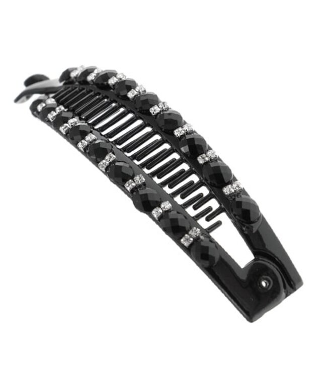 Bananenklem zwart strass stenen