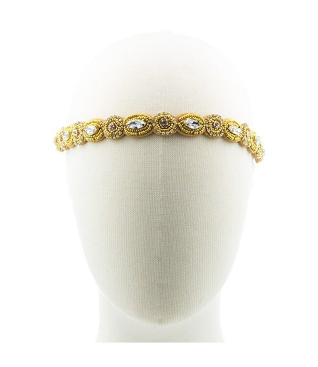 Haarband cirkels kralen goudkleurig