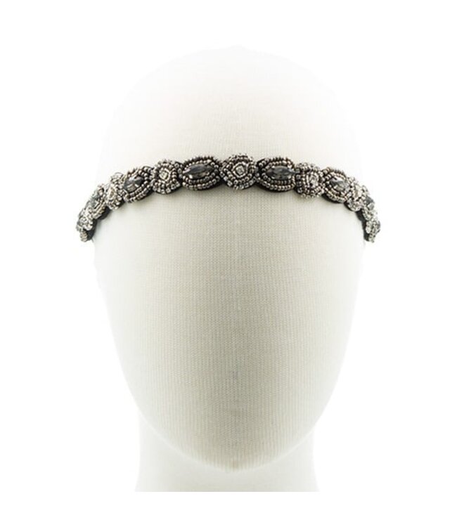 Haarband cirkels kralen zilverkleurig