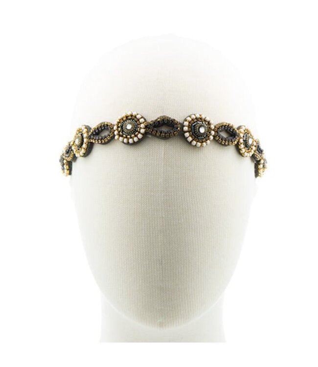 Haarband Sri goudkleurig wit