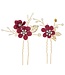 Haarpinnen goudkleurig bloemen fuchsia 2 stuks