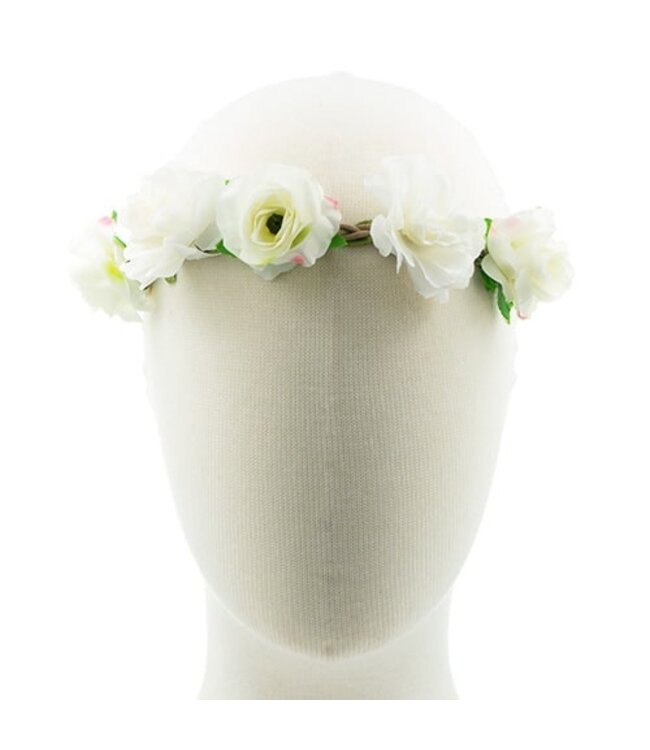Haarband rozen gevlochten wit