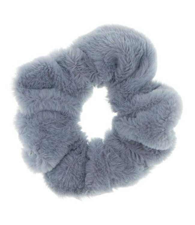 Scrunchie fluffy grijs