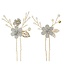 Haarpinnen goudkleurig bloemen wit 2 stuks