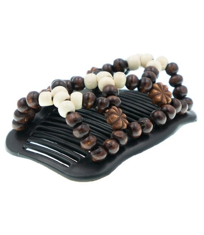 Ez comb houten bruin 4 bloemen