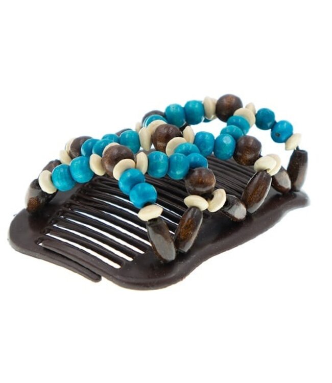 Ez comb houten kralen blauw