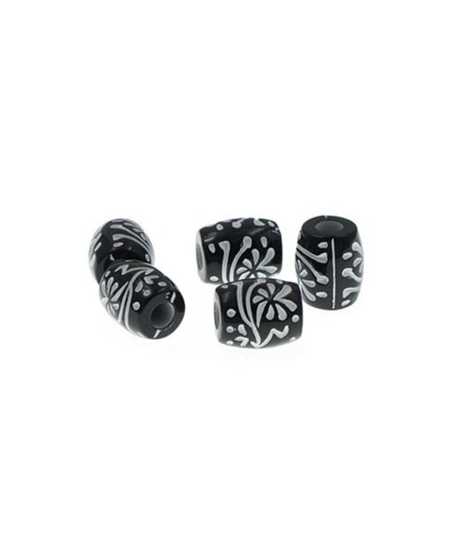 Dreadlock bead 5 stuks M zwart wit