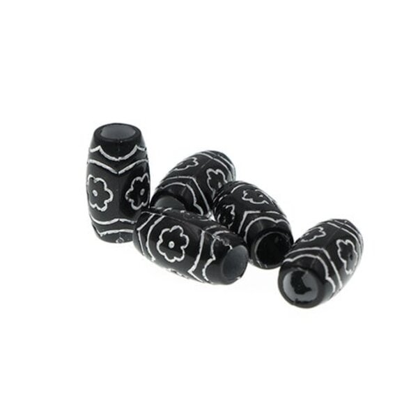 Dreadlock bead 5 stuks L zwart wit