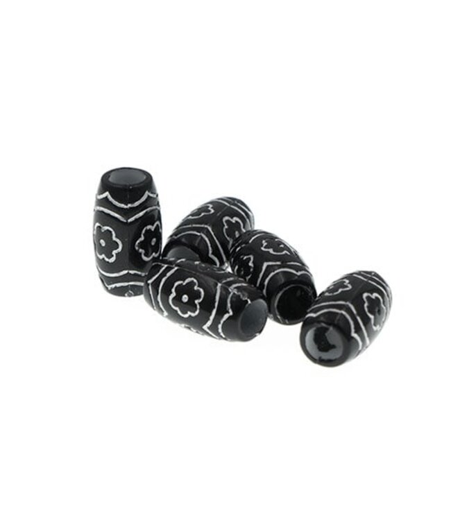 Dreadlock bead 5 stuks L zwart wit