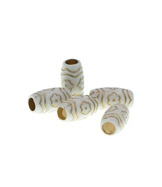 Goudhaartje Dreadlock bead 5 stuks L wit goudkleurig