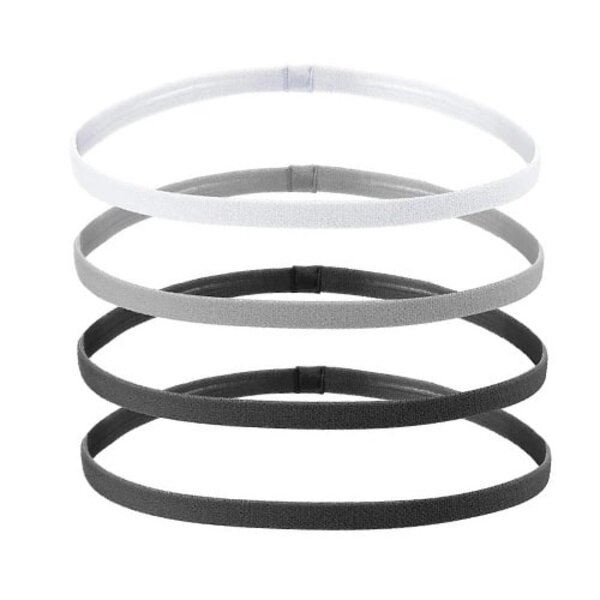 Haarband elastisch sport zwart/wit/grijs 4 stuks