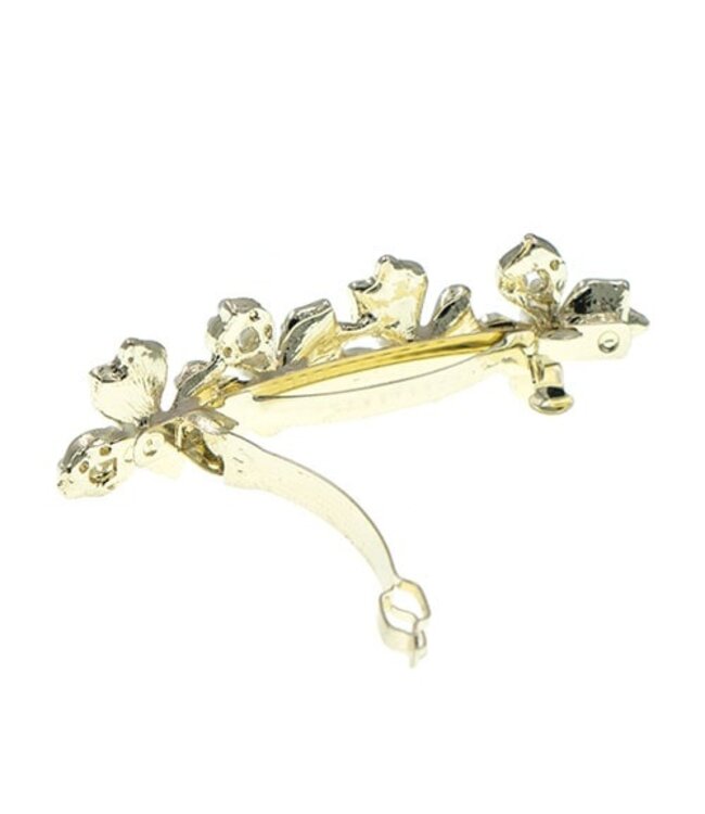 Patent speld goudkleurig bloemen wit