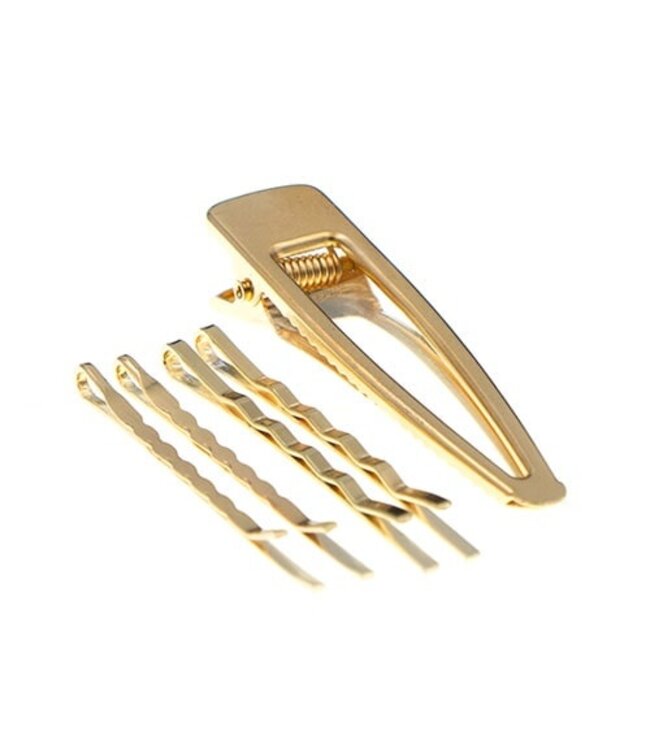 Haarschuifjes en haarclip goudkleurig set