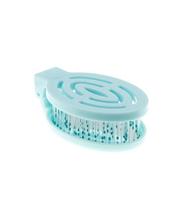 Inklapbare haarborstel met spiegel blauw