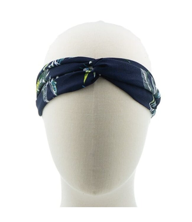 Haarband bladeren en bloemen blauw