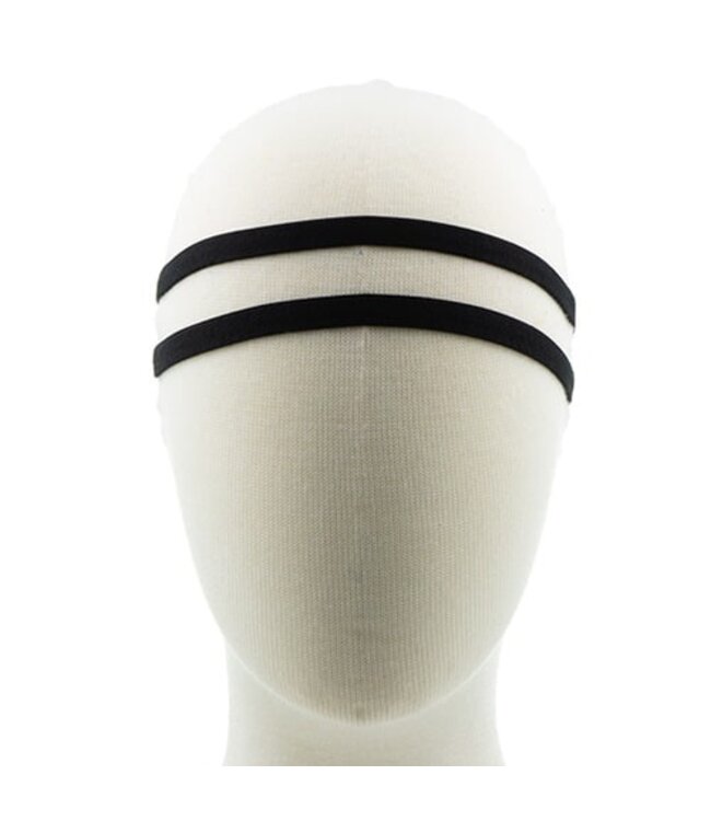 Haarband elastisch sport zwart 2 stuks