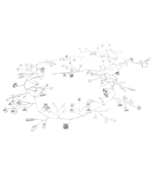 Haarketting zilverkleurig parels verfijnd