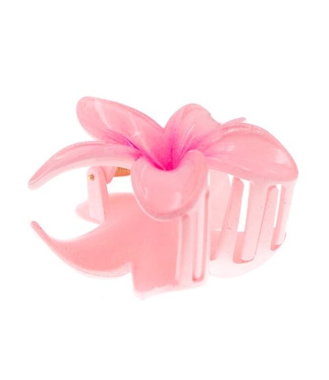 Haarklem glanzende bloem roze