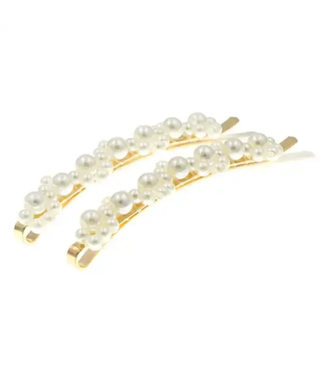 Haarschuifjes goudkleurig parels