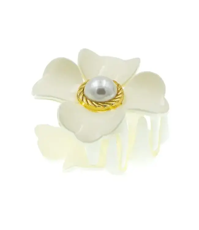 Haarklem crèmekleurig luxe flower