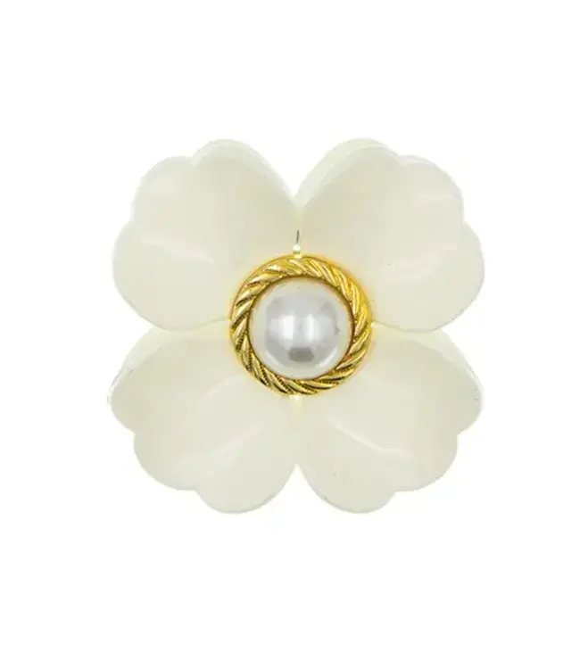 Haarklem crèmekleurig luxe flower