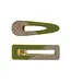 Haarclip hout groen 2 stuks