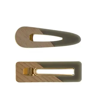 Goudhaartje Haarclip hout grijs 2 stuks
