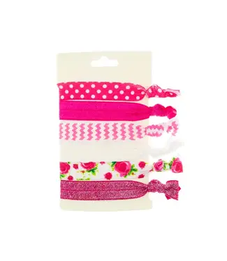 Goudhaartje Haarelastiek/armband 6 stuks fuchsia roze