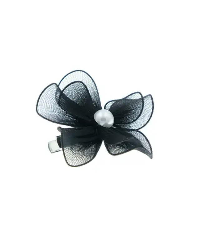 Haarbloem nylon transparant zwart