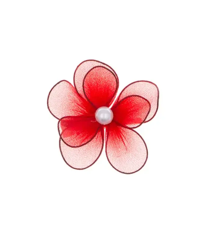 Haarbloem nylon transparant rood