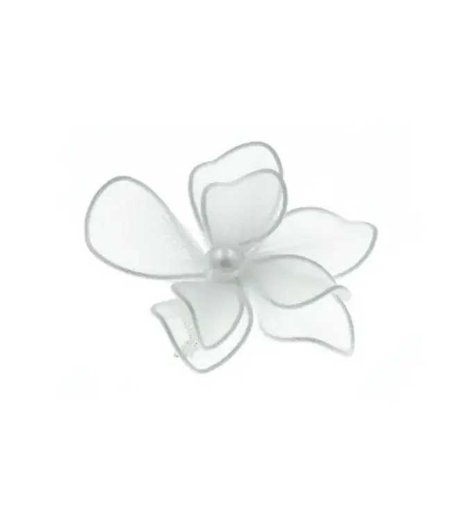 Haarbloem nylon transparant wit