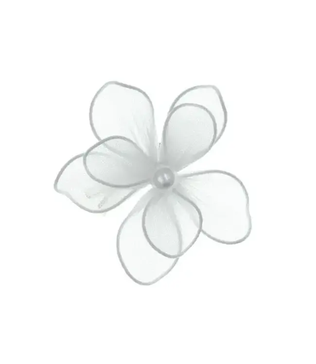 Haarbloem nylon transparant wit