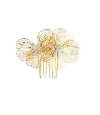 Goudhaartje Haarkam twee bloemen goudkleurig