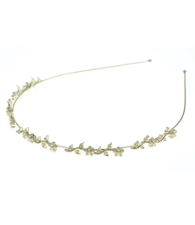 Diadeem goudkleurig verfijnde bloemen