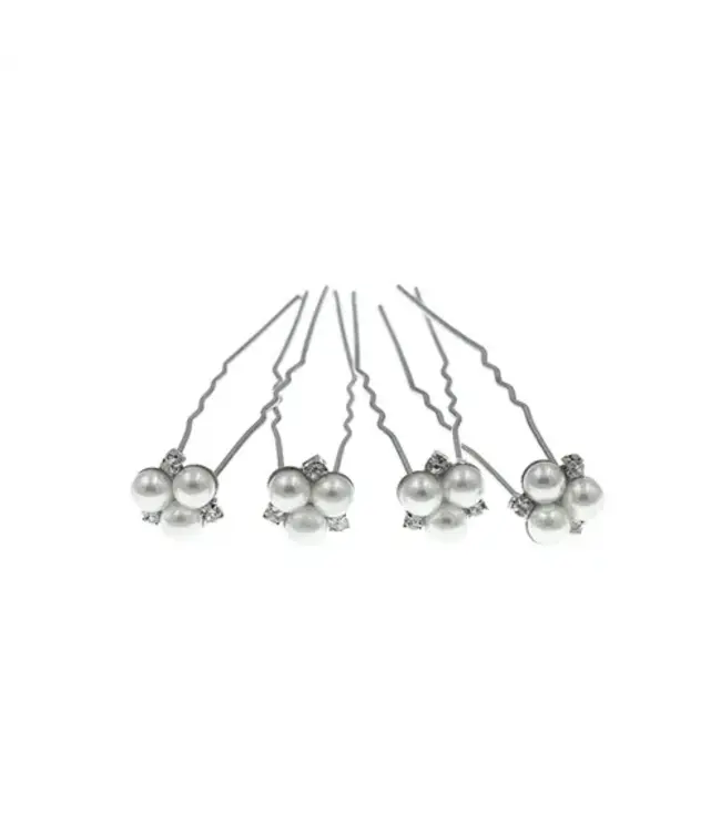 Haarpinnen met kleine parels 4 stuks