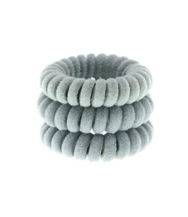 Haarelastiek kabel fluweel grijs 3 stuks