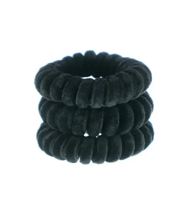 Haarelastiek kabel fluweel zwart 3 stuks