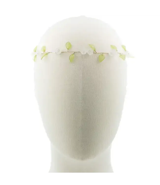 Haarketting met witte bloemen en lint