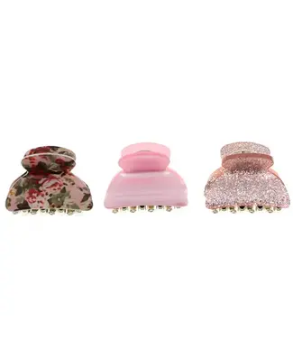 Goudhaartje Roze haarklemmetjes met bloem en glitter 3 stuks