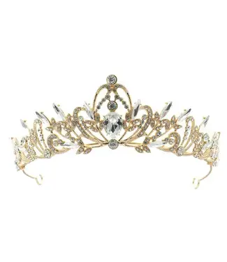 Goudhaartje Tiara goudkleurig transparante steentjes