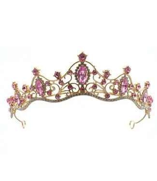 Goudhaartje Tiara goudkleurig roze steentjes