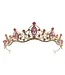 Goudhaartje Tiara met roze steentjes goudkleurige