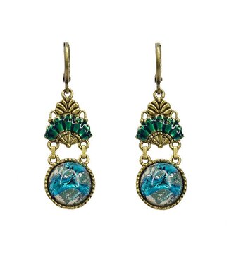 Urban Hippies Oorbellen waaier blauw Urban Hippies