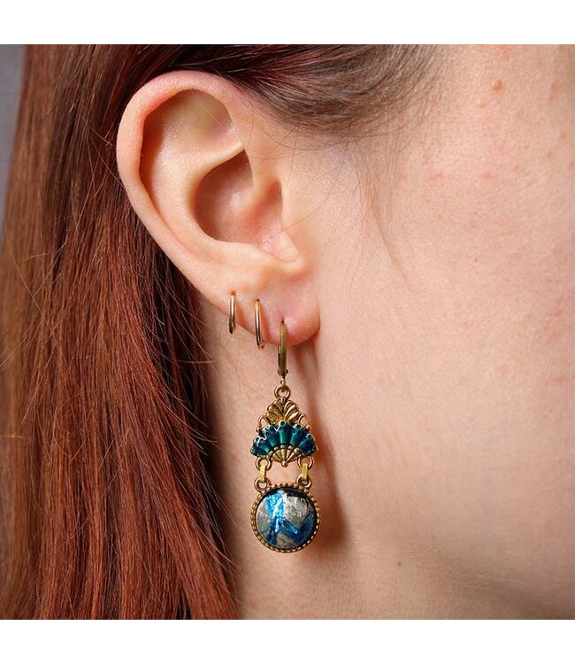 Oorbellen waaier blauw Urban Hippies