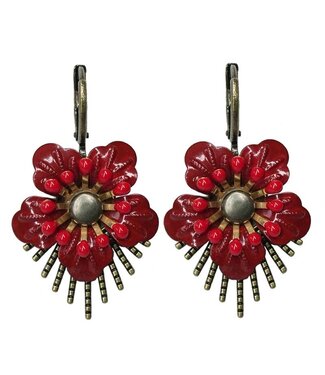 Urban Hippies Bloem oorbellen rood Urban Hippies