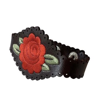 Urban Hippies Leren zwarte armband met roos Urban Hippies