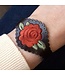 Armband leer zwart roos Urban Hippies