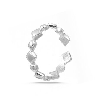 Goudhaartje Ring zilverkleurig ruiten en cirkels