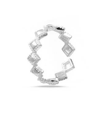 Goudhaartje Ring zilverkleurig ruiten