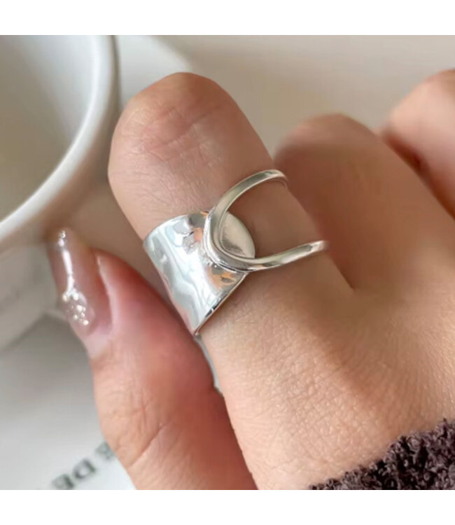 Ring zilverkleurig open/gesloten